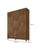 Guarda Roupa Casal Modena Com Cômoda Cannes 5 Gavetas E Armário Multiuso Recife Malbec - Incorplac