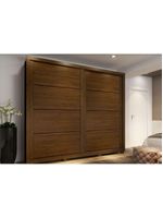 Guarda Roupa Casal Henn 2 Portas de Correr 4 Gavetas Thor Castanho