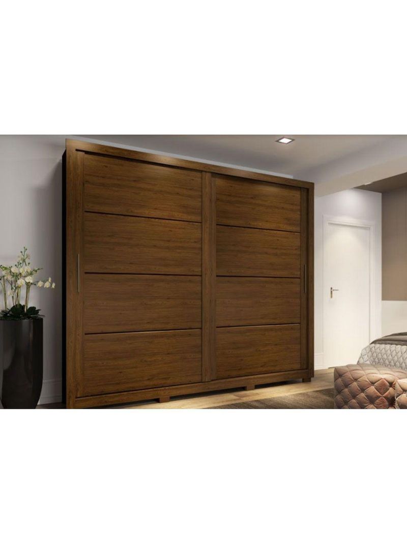 Guarda Roupa Casal Henn 2 Portas de Correr 4 Gavetas Thor Castanho