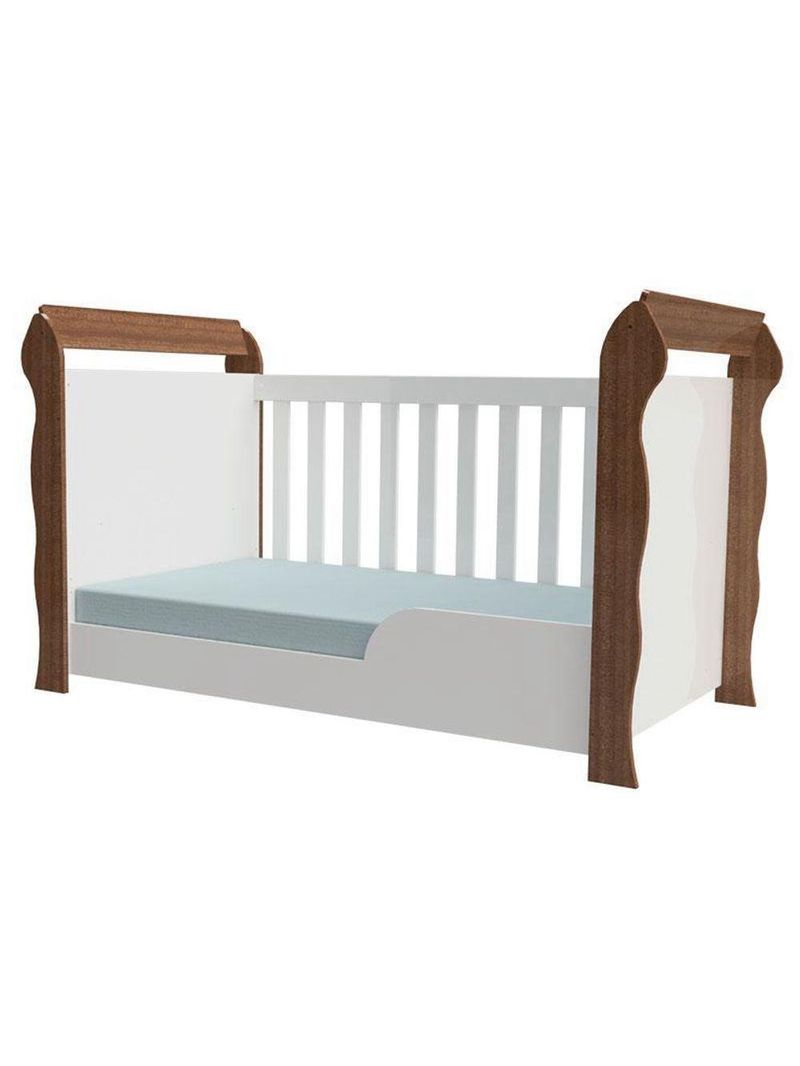 Berço Americano Lara E Guarda Roupa Ariel 4 Portas Branco Acetinado Amadeirado – Carolina