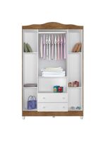 Berço Americano Lara E Guarda Roupa Ariel 4 Portas Branco Acetinado Amadeirado – Carolina