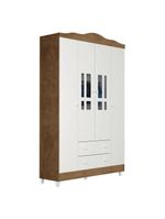 Berço Americano Lara E Guarda Roupa Ariel 4 Portas Branco Acetinado Amadeirado – Carolina
