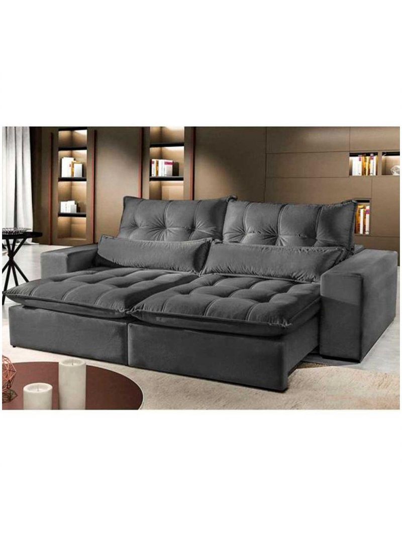 Sofá Máximo 4 Lugares Retrátil Reclinável Cinza