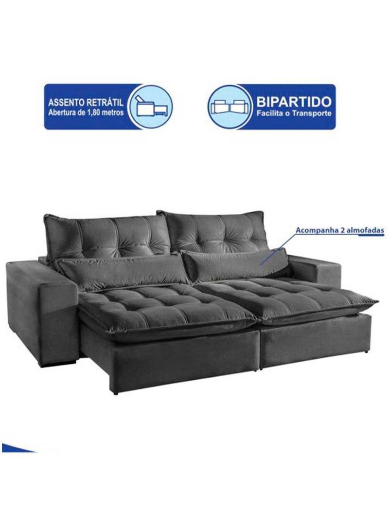 Sofá Máximo 4 Lugares Retrátil Reclinável Cinza