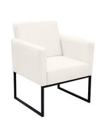 Poltrona Jade Conforto Aconchego Tecido Boucle Base Metálica Branco