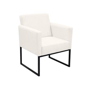 Poltrona Jade Conforto Aconchego Tecido Boucle Base Metálica Branco