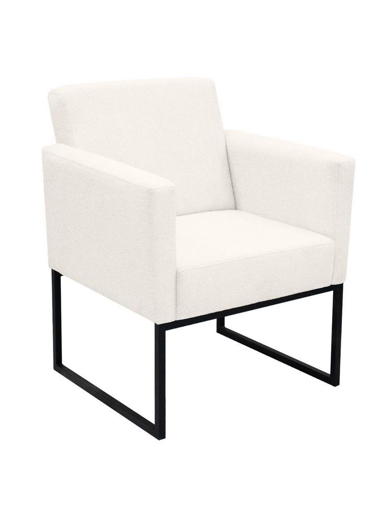 Poltrona Jade Conforto Aconchego Tecido Boucle Base Metálica Branco