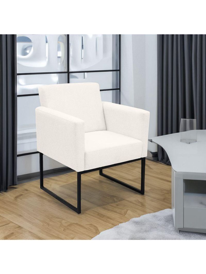 Poltrona Jade Conforto Aconchego Tecido Boucle Base Metálica Branco