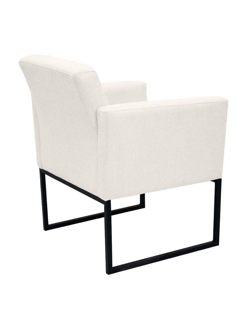Poltrona Jade Conforto Aconchego Tecido Boucle Base Metálica Branco