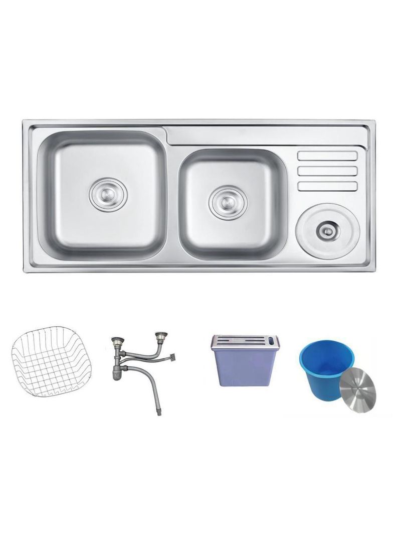 Pia Dupla De Cozinha Com Cesta De Lixo E Dispenser De Facas Inox 92x45cm Belcca PCD201-02