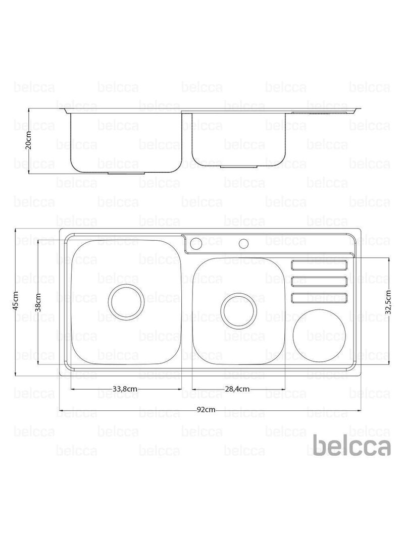 Pia Dupla De Cozinha Com Cesta De Lixo E Dispenser De Facas Inox 92x45cm Belcca PCD201-02