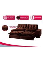 Sofá 5 Lugares Retrátil E Reclinável Bruna 290m Veludo Móveis Mix Marrom
