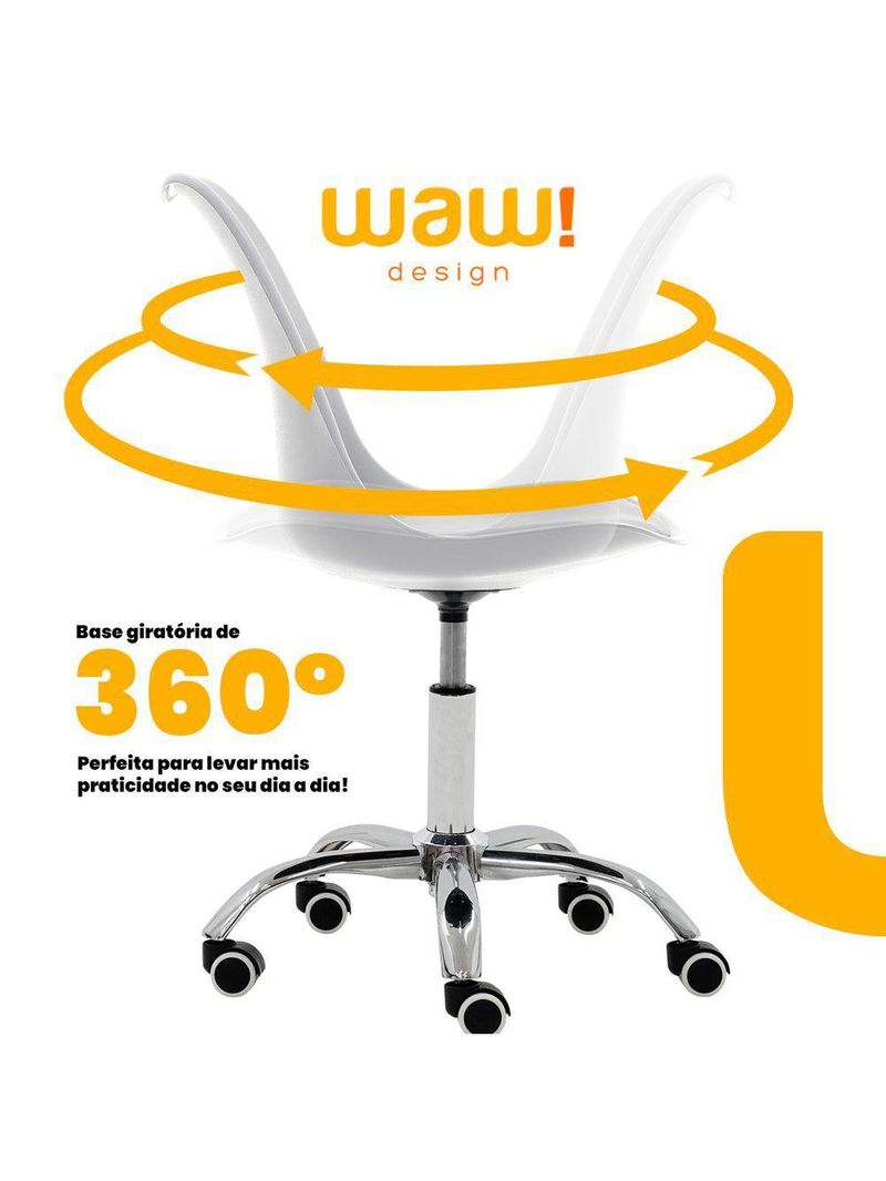 Cadeira Office Giratória Saarinen Com Altura Ajustável Para Escritório E Estudo Branca