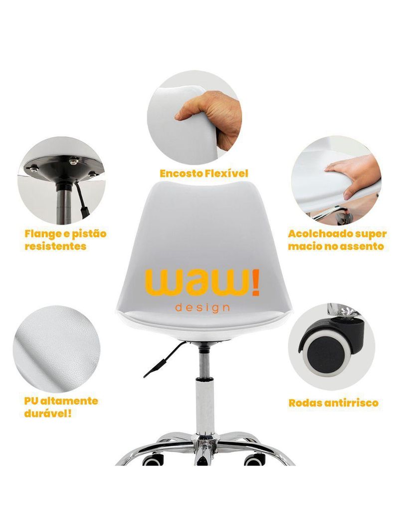 Cadeira Office Giratória Saarinen Com Altura Ajustável Para Escritório E Estudo Branca