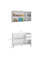 Cozinha Compacta Balcão Para Pia/Cuba E Armário Aéreo Triplo Evidence Poliman Móveis Branco