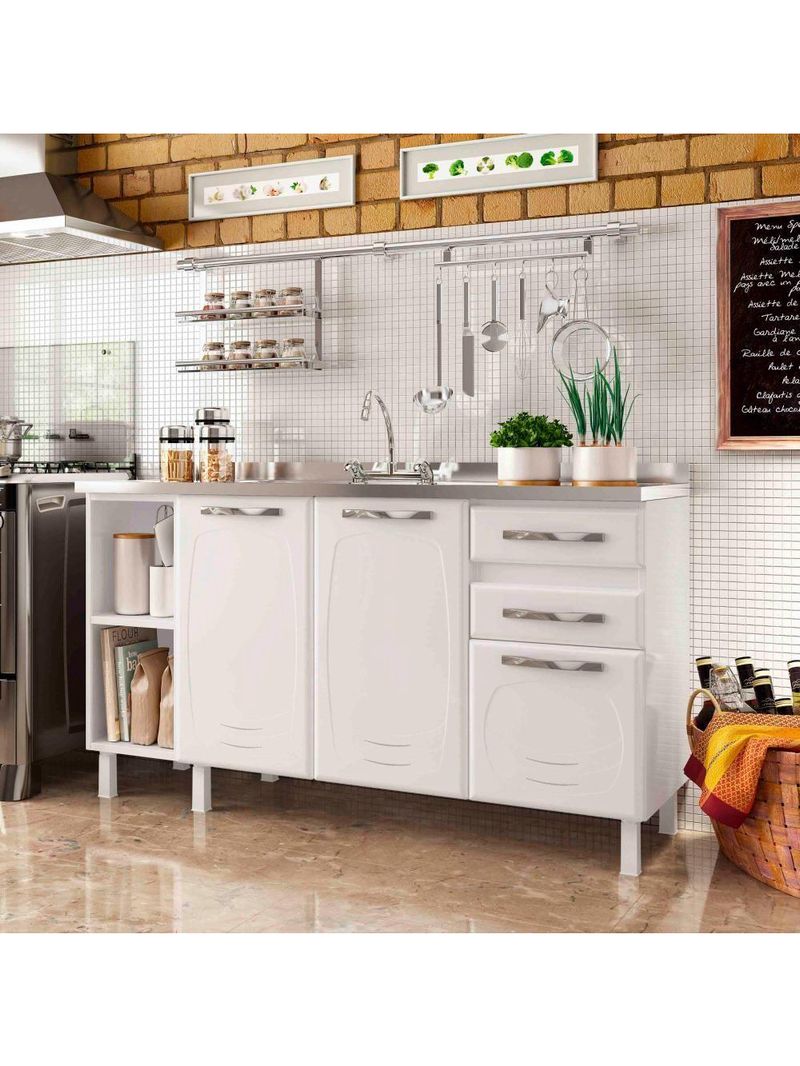 Balcão De Cozinha De Aço Telasul Star New 150cm Para Pia