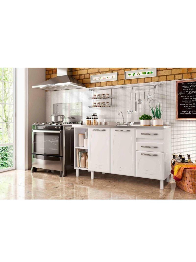 Balcão De Cozinha De Aço Telasul Star New 150cm Para Pia