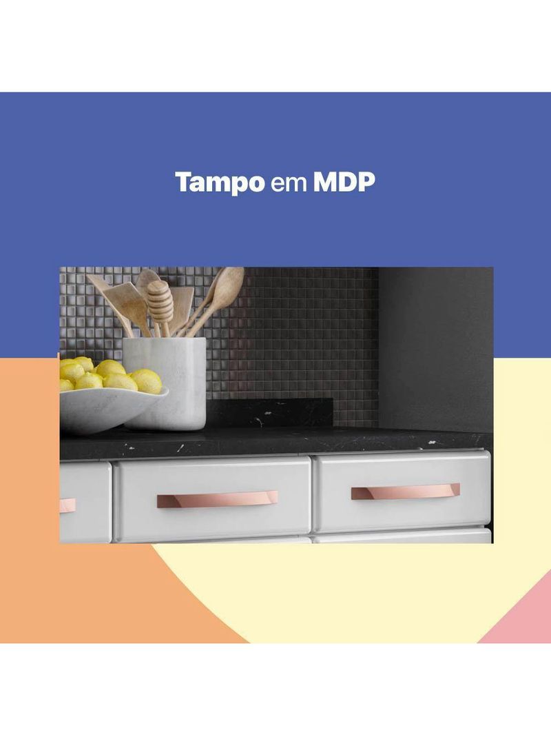 Cozinha Aço Telasul Mirage New Bco 5 Vidros C/balcão