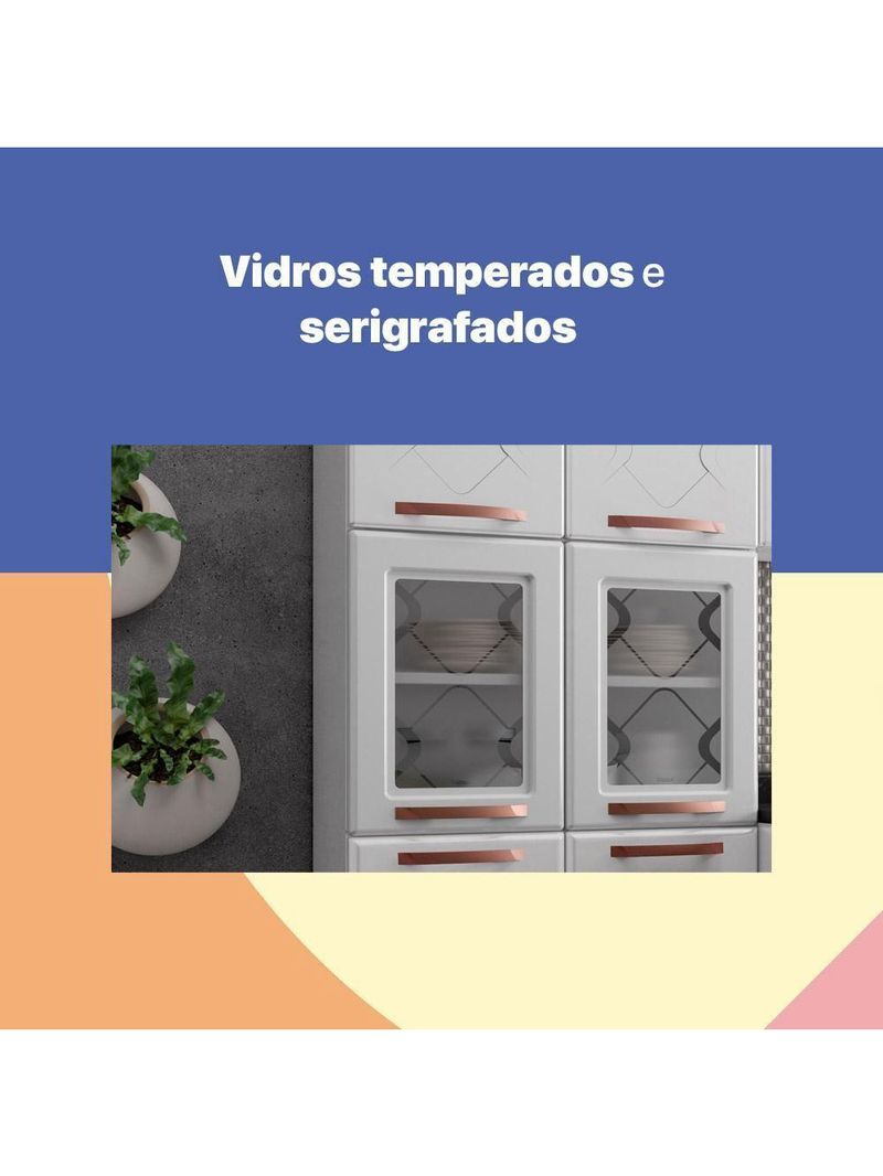 Cozinha Aço Telasul Mirage New Bco 5 Vidros C/balcão