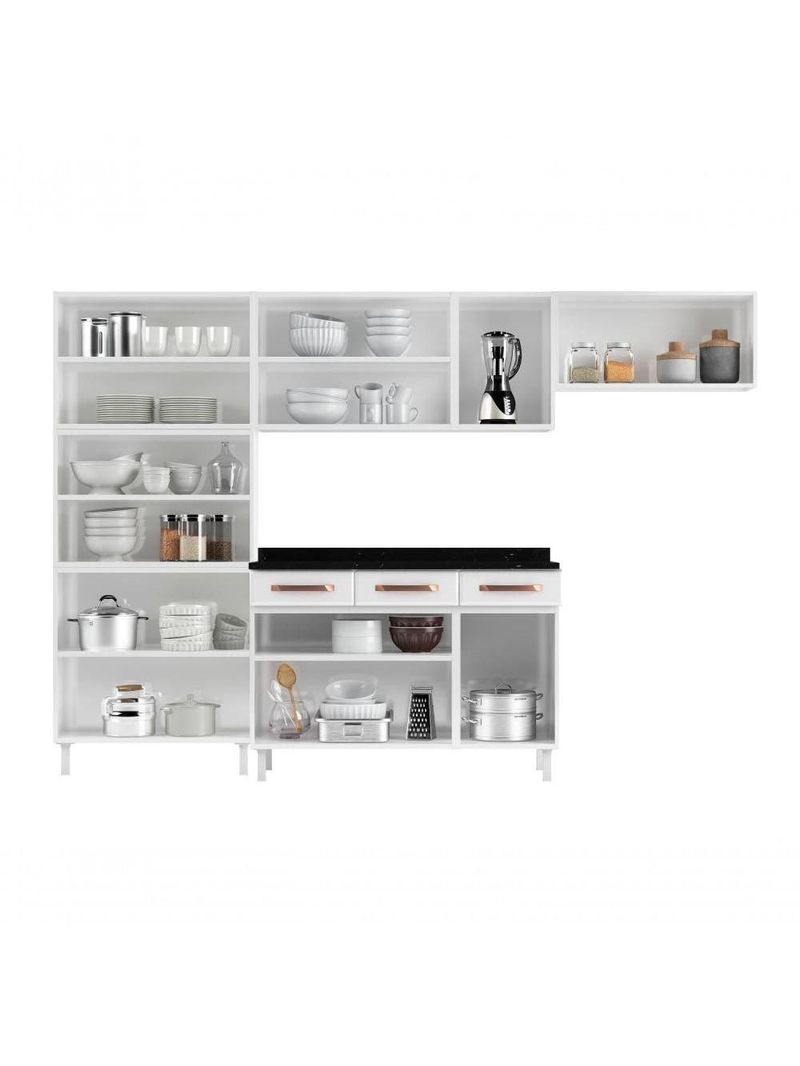 Cozinha Aço Telasul Mirage New Bco 5 Vidros C/balcão