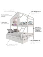 Beliche Casinha Janela Casal Solteiro 2 Gavetas Branco Rosa