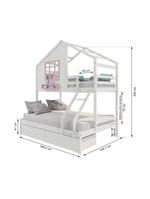Beliche Casinha Janela Casal Solteiro 2 Gavetas Branco Rosa