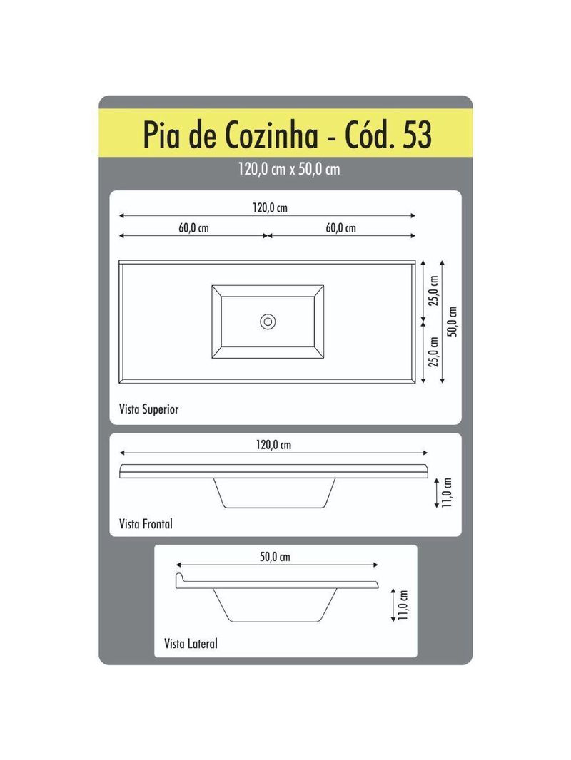 Tampo Para Pia De Cozinha Rorato 1,20x0,50 Granitada