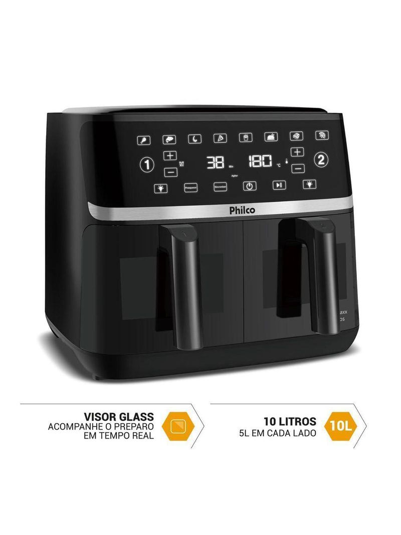 Air Fryer Philco 10L Cesto Duplo 2000W PAF10A 110V