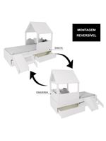 Cama Casinha Com Telhado Mdf 02 Gavetas E Escada/ Escorregador Branco Mobilistore