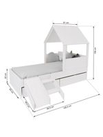 Cama Casinha Com Telhado Mdf 02 Gavetas E Escada/ Escorregador Branco Mobilistore