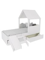 Cama Casinha Com Telhado Mdf 02 Gavetas E Escada/ Escorregador Branco Mobilistore