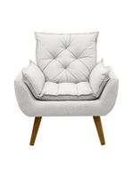 Poltrona Opala Conforto Aconchego Tecido Linho E Pés Palito Bege