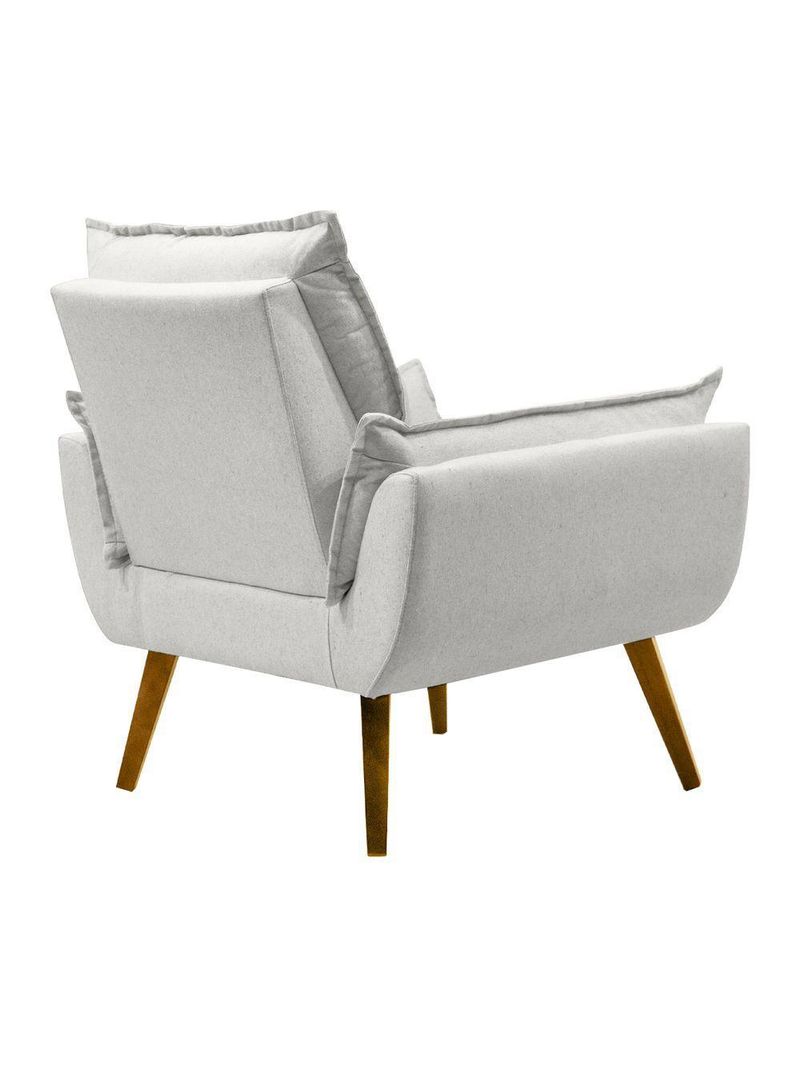 Poltrona Opala Conforto Aconchego Tecido Linho E Pés Palito Bege