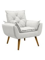 Poltrona Opala Conforto Aconchego Tecido Linho E Pés Palito Bege