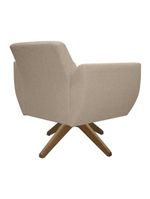 Poltrona Jolly Decorativa Com Base Madeira Em Tecido Boucle Areia