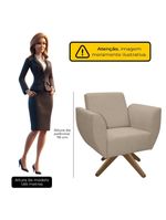 Poltrona Jolly Decorativa Com Base Madeira Em Tecido Boucle Areia