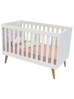 Berço Americano Ludmila Com Cômoda Infantil Duda Branco Acetinado Bétula E Colchão Ortobom - Carolina