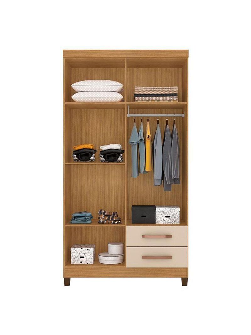 Guarda Roupa Solteiro Modena com Espelho 4 Portas Carvalho Americano Off White – Incorplac