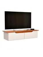 Rack Aparador Suspenso Flow Com 2 Portas Basculante Off White/Freijo