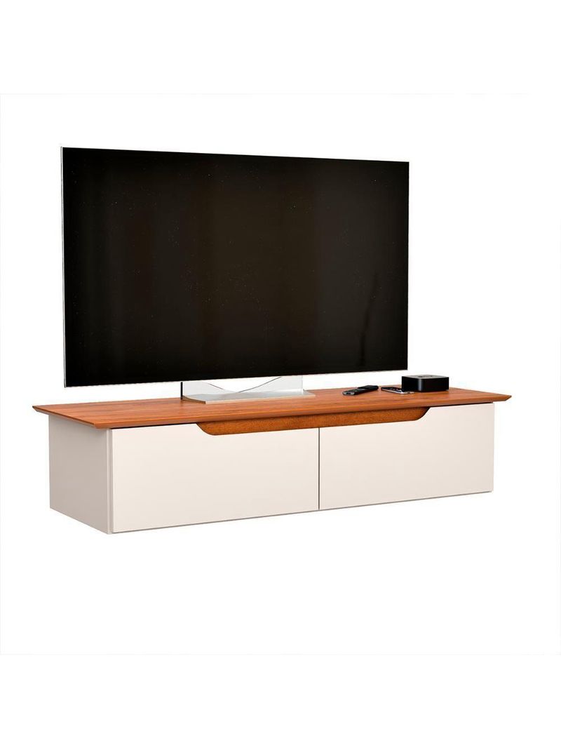 Rack Aparador Suspenso Flow Com 2 Portas Basculante Off White/Freijo