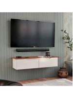 Rack Aparador Suspenso Flow Com 2 Portas Basculante Off White/Freijo