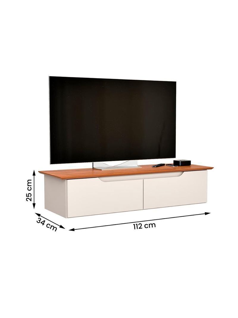 Rack Aparador Suspenso Flow Com 2 Portas Basculante Off White/Freijo