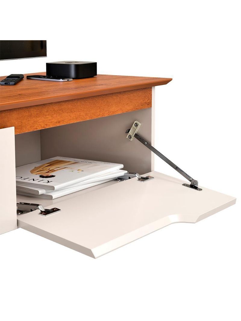 Rack Aparador Suspenso Flow Com 2 Portas Basculante Off White/Freijo
