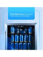 Cervejeira Expositor Vertical HQ Vidro Duplo 125 Litros Preta E Inox HQ-125CEVPV 110V