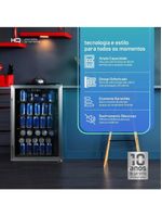 Cervejeira Expositor Vertical HQ Vidro Duplo 125 Litros Preta E Inox HQ-125CEVPV 110V