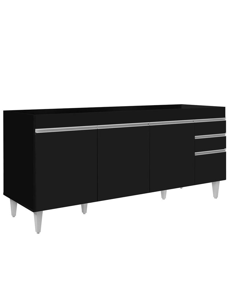 Balcão Gabinete para Pia 180cm Dallas Preto - Lumil