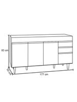 Balcão Gabinete para Pia 180cm Dallas Preto - Lumil