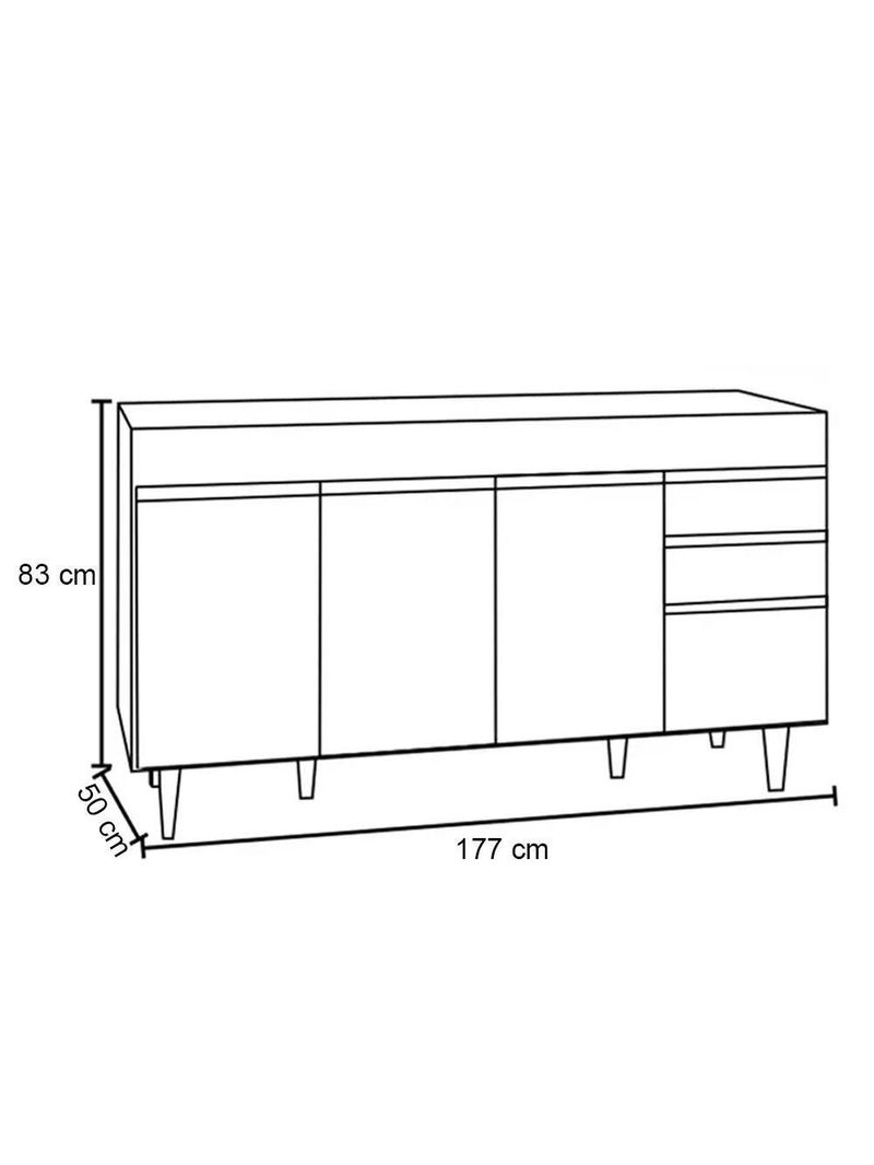 Balcão Gabinete para Pia 180cm Dallas Preto - Lumil