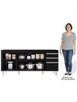 Balcão Gabinete para Pia 180cm Dallas Preto - Lumil