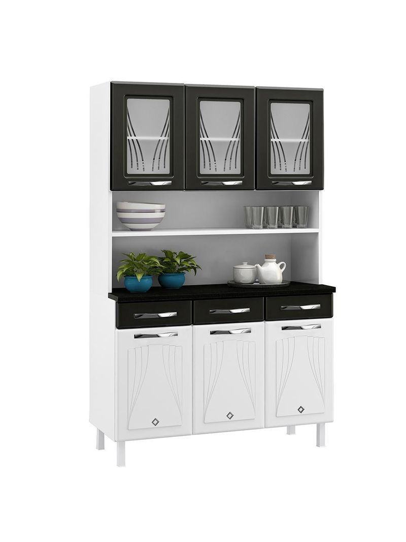 Armário De Cozinha De Aço Kit Triplo Telasul Preto Star New